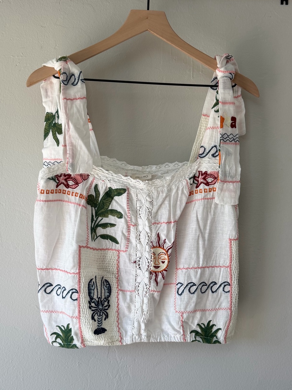 Anthropologie Pilcro Embroidered Tie Camisole
